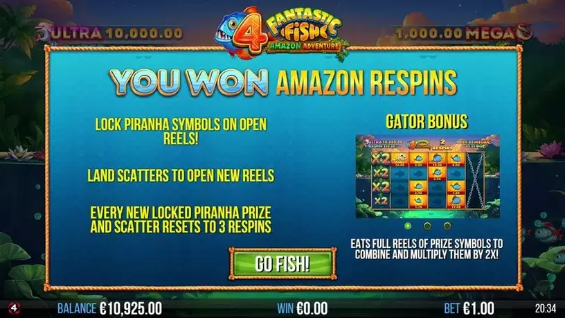 4 Fantastic Fish Amazon Adventure slot screenshot 3