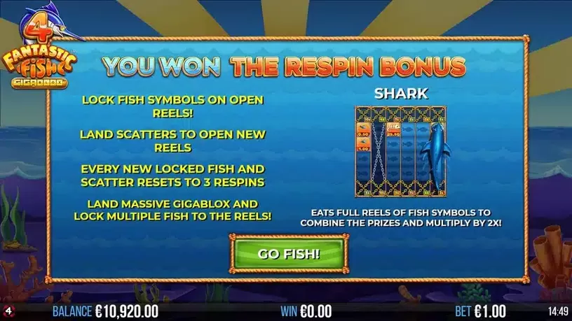 4 Fantastic Fish Gigablox slot screenshot 3
