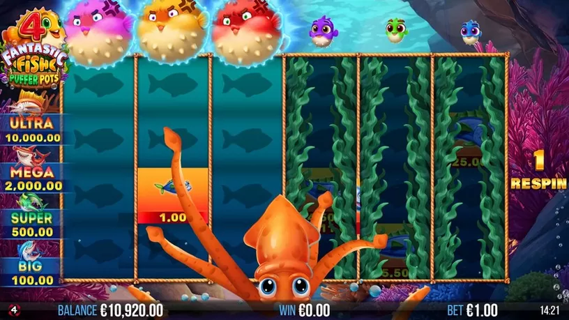 4 Fantastic Fish Puffer Pots slot screenshot 3