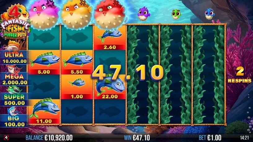 4 Fantastic Fish Puffer Pots slot screenshot 4