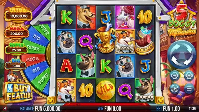 5 Doggy Millionaires Dream Drop slot screenshot 1
