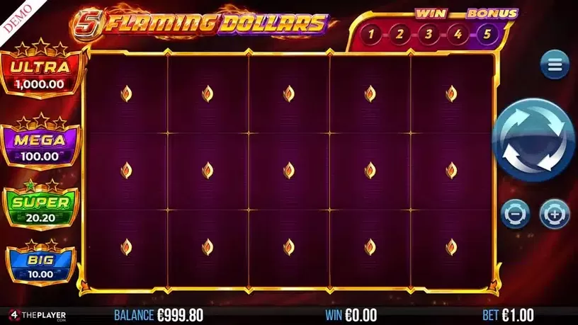 5 Flaming Dollars slot screenshot 1
