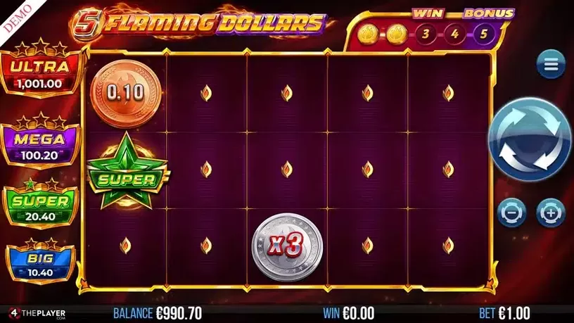5 Flaming Dollars slot screenshot 4