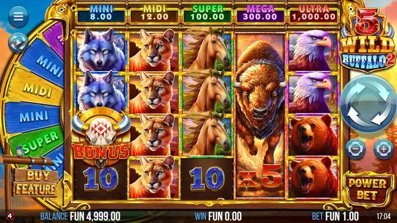 5 Wild Buffalo 2 slot screenshot 1
