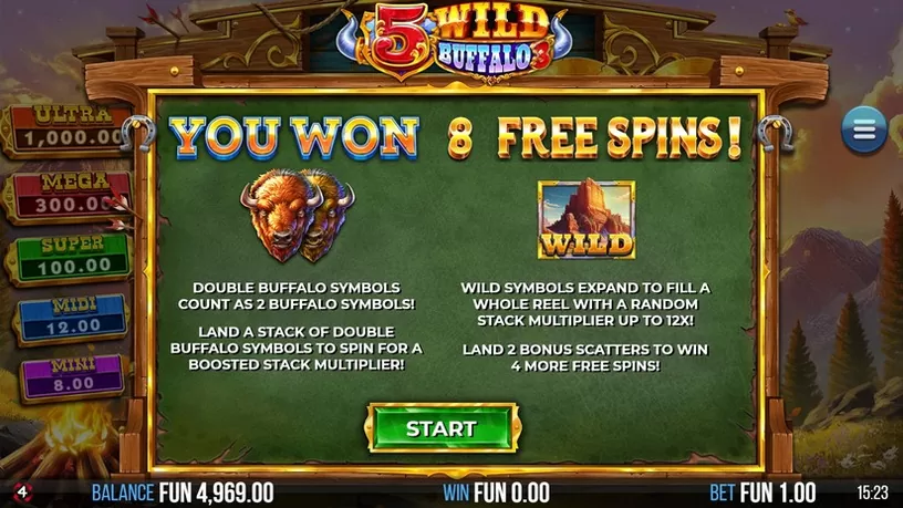 5 Wild Buffalo 3 slot screenshot 4