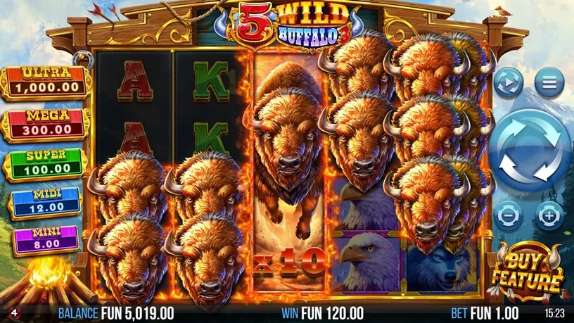 5 Wild Buffalo 3 slot screenshot 2