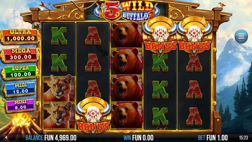 5 Wild Buffalo 3 slot screenshot 3