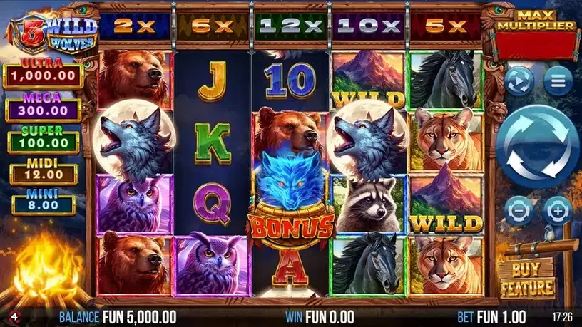 5 Wild Wolves slot screenshot 1
