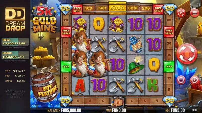 5k Gold Mine Dream Drop slot screenshot 1