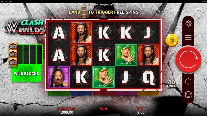 WWE Clash of the Wilds slot screenshot 1