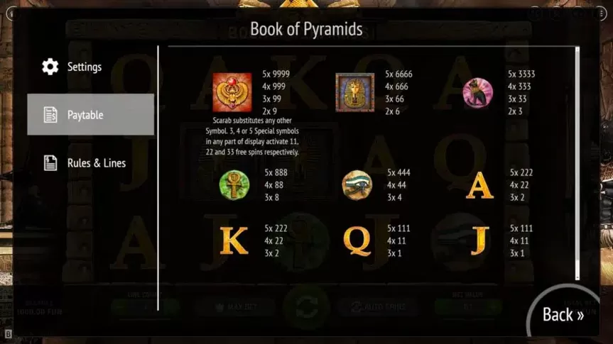 Book Of Pyramids slot screenshot 2