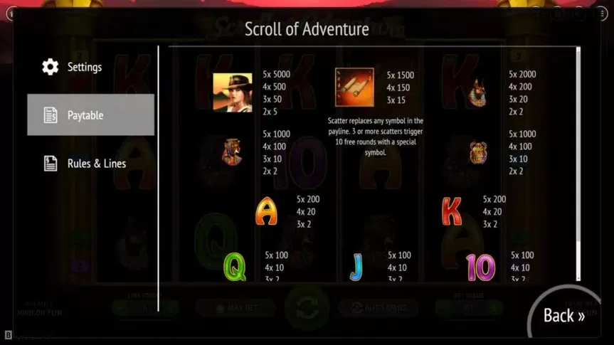 Scroll Of Adventure slot screenshot 2