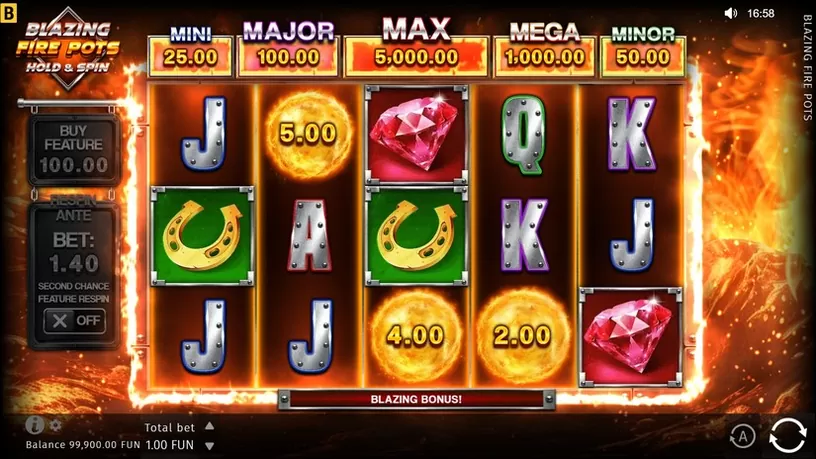 Blazing Fire Pots Hold & Spin slot screenshot 2