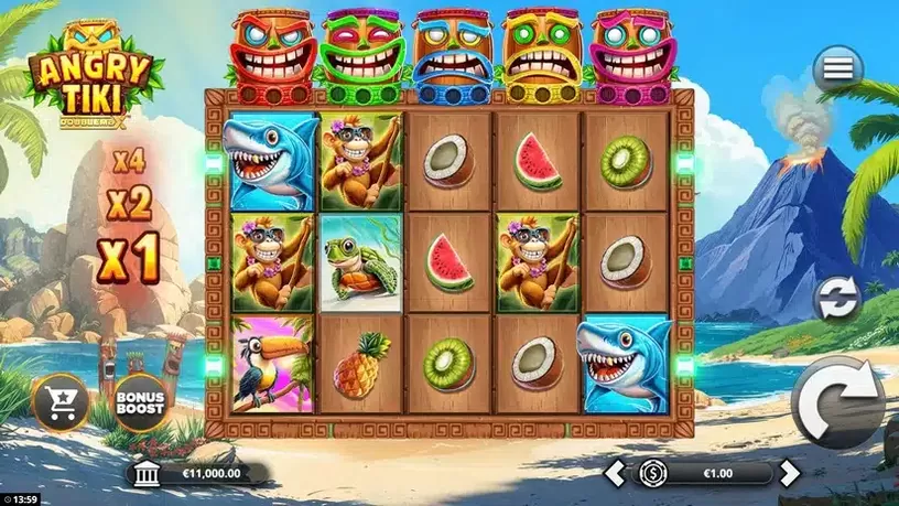 Angry Tiki DoubleMax slot screenshot 1