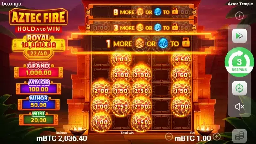 Aztec Fire: Hold and Win slot screenshot 1