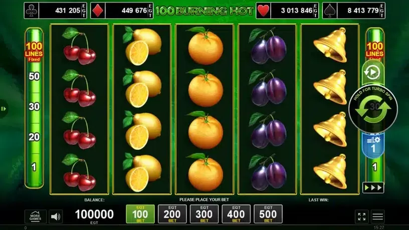 100 Burning Hot slot screenshot 1