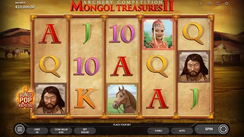 Mongol Treasures 2 Archery Competition slot screenshot 1