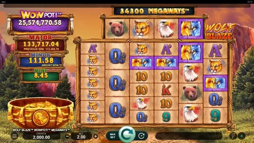 Wolf Blaze WOWPOT! Megaways slot screenshot 1