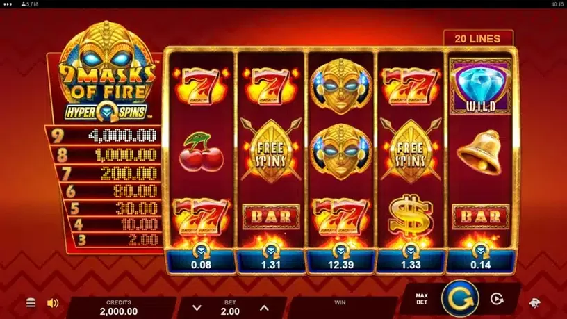 9 Masks of Fire HyperSpins slot screenshot 1