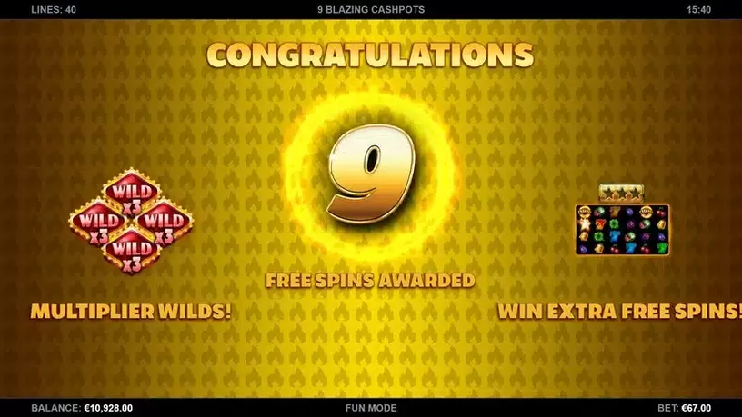 9 Blazing Cashpots slot screenshot 3