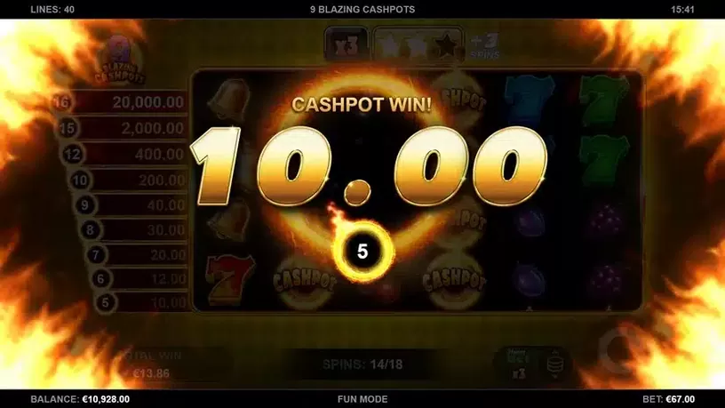 9 Blazing Cashpots slot screenshot 6
