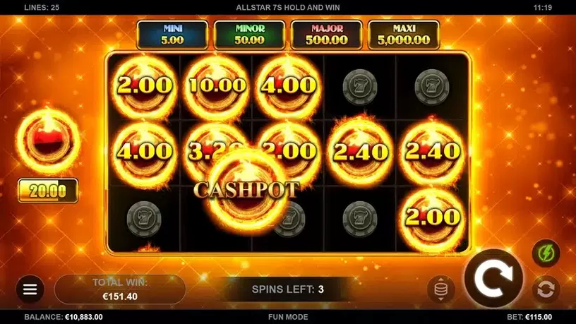 AllStar 7s Hold and Win slot screenshot 6