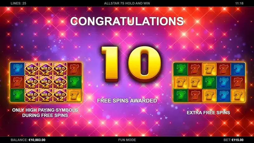 AllStar 7s Hold and Win slot screenshot 2