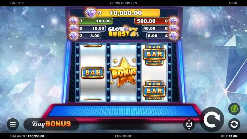 Glow Burst 7s slot screenshot 1
