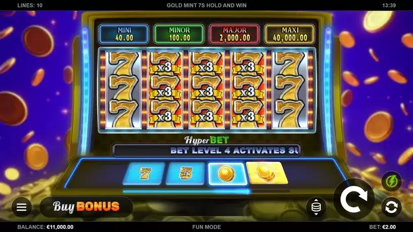 Gold Mint 7s Hold and Win slot screenshot 1