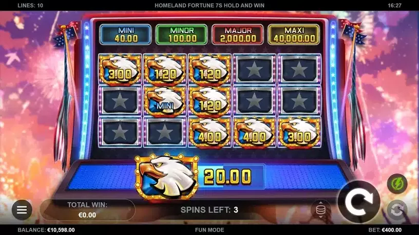Homeland Fortune 7s Hold and Win slot screenshot 2