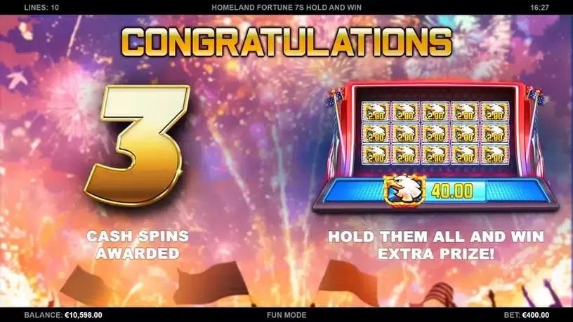 Homeland Fortune 7s Hold and Win slot screenshot 3