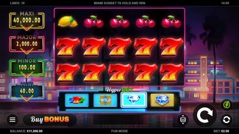 Miami Sunset 7s Hold and Win slot screenshot 1