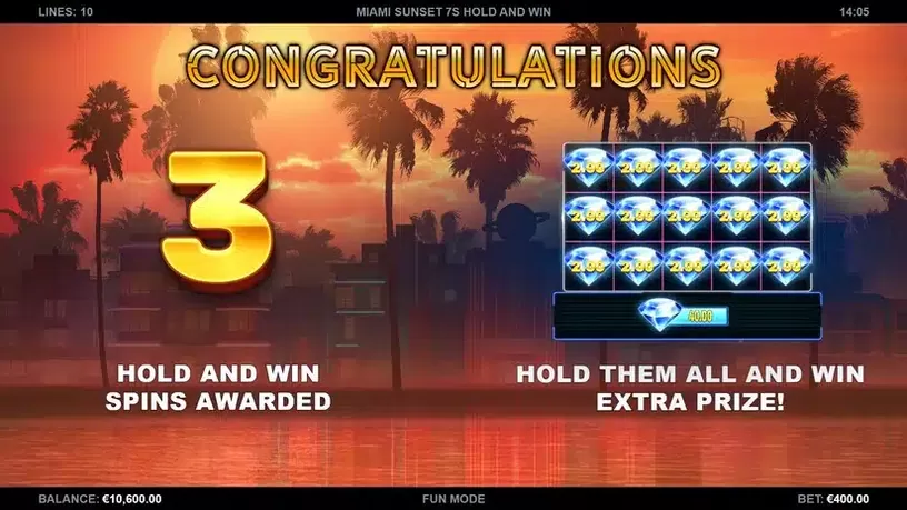 Miami Sunset 7s Hold and Win slot screenshot 2