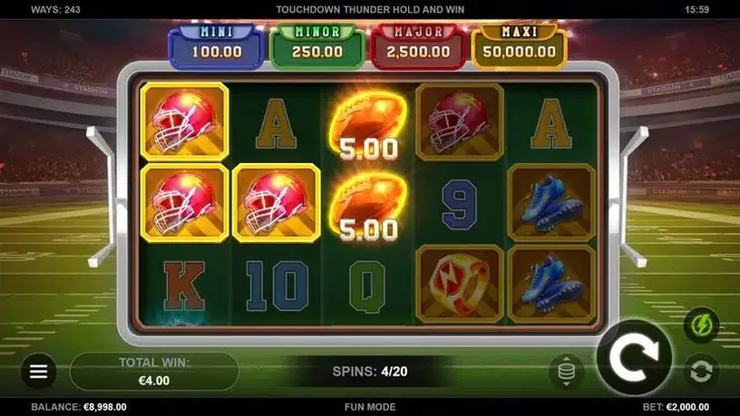 Touchdown Thunder Hold and Win slot screenshot 4
