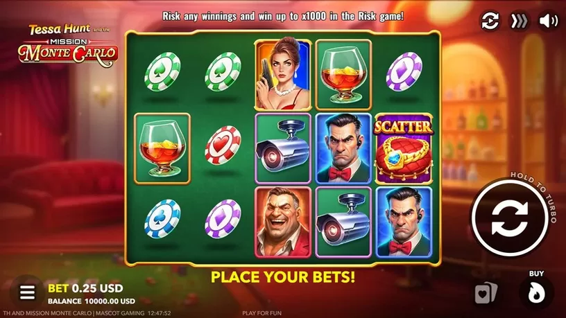 Tessa Hunt and the Mission Monte Carlo slot screenshot 1