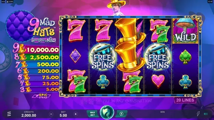 9 Mad Hats slot screenshot 1
