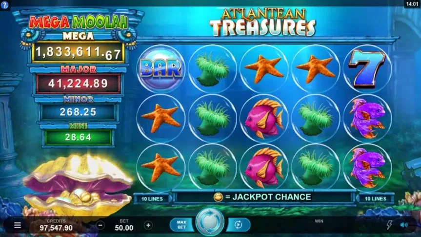 Atlantean Treasures Mega Moolah slot screenshot 1