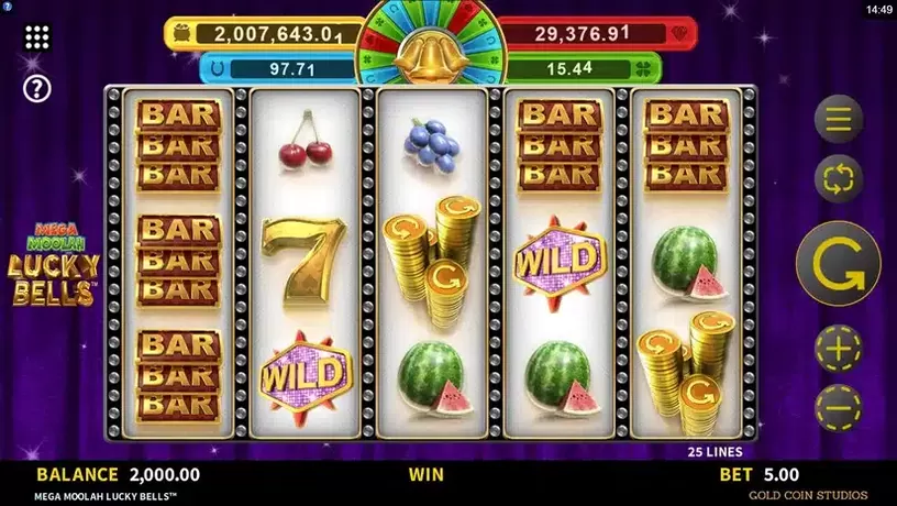 Mega Moolah Lucky Bells slot screenshot 1