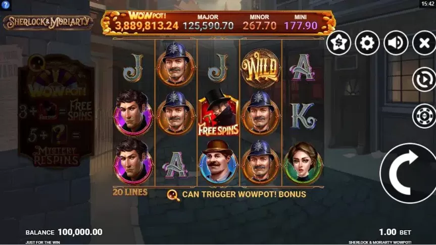 Sherlock and Moriarty WowPot slot screenshot 1