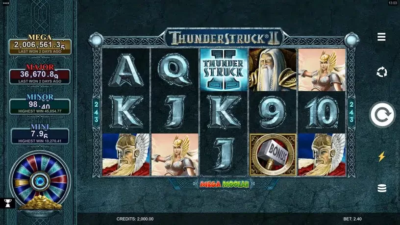 Thunderstruck II Mega Moolah slot screenshot 1