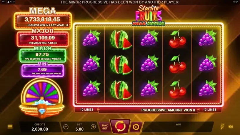 Starlite Fruits Mega Moolah slot screenshot 1