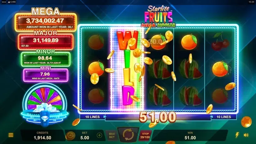 Starlite Fruits Mega Moolah slot screenshot 5