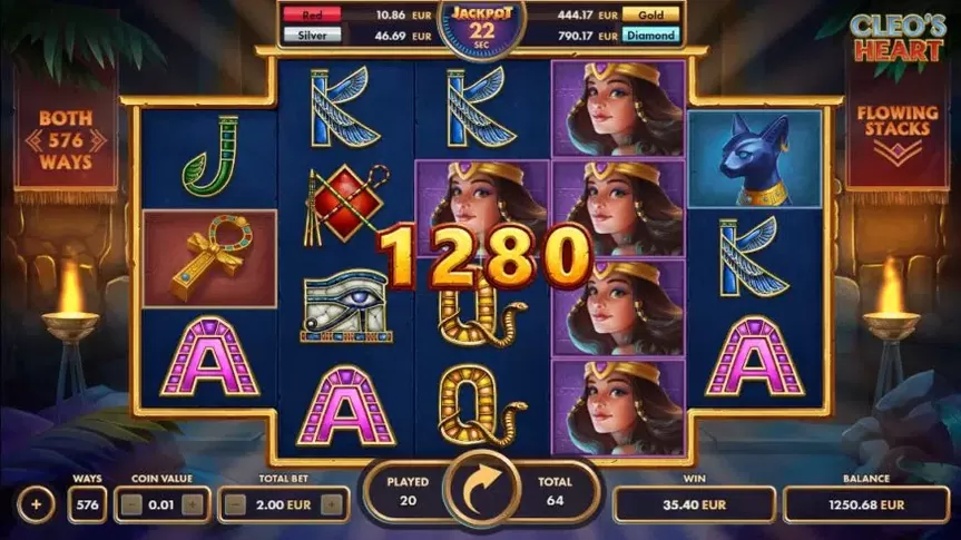 Cleo’s Heart slot screenshot 4