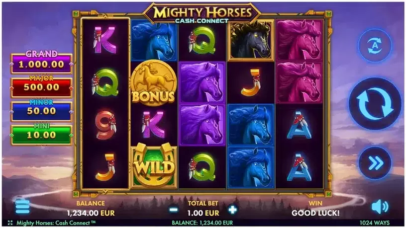 Mighty Horses Cash Connect slot screenshot 1