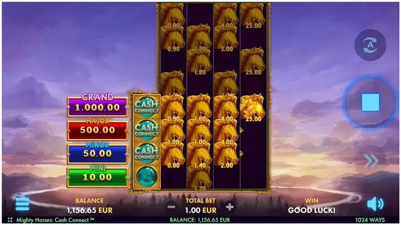Mighty Horses Cash Connect slot screenshot 3