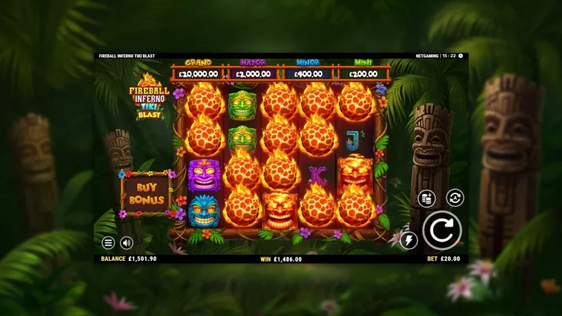 Fireball Inferno Tiki Blast slot screenshot 1