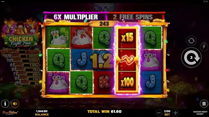 Chicken Night Fever slot screenshot 5
