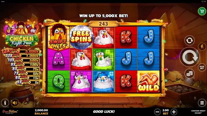 Chicken Night Fever slot screenshot 1