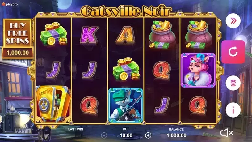 Catsville Noir slot screenshot 1