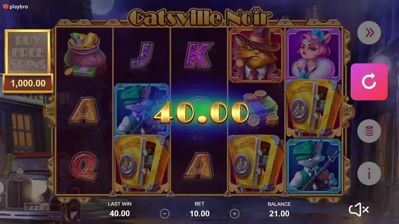 Catsville Noir slot screenshot 3